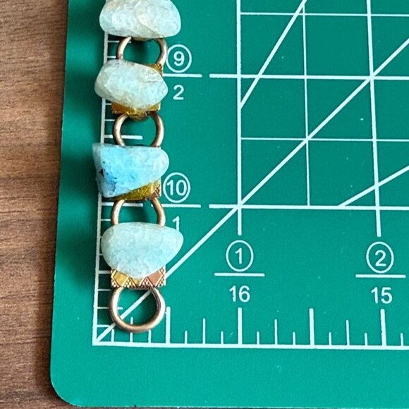 Vintage Larimar Stone Bracelet With Gold Plated Chain & Clasp 7" Length - Picture 9 of 10